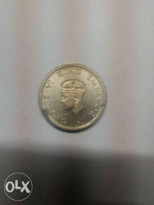 Round Silver-colored George VI King Emperor Coin
