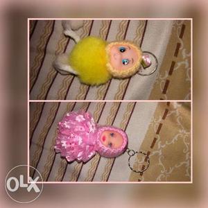 Two Yellow-and-pink Dress Keychains