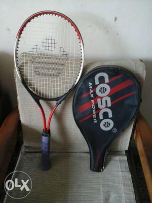White And Red Cosco Tennis Racket