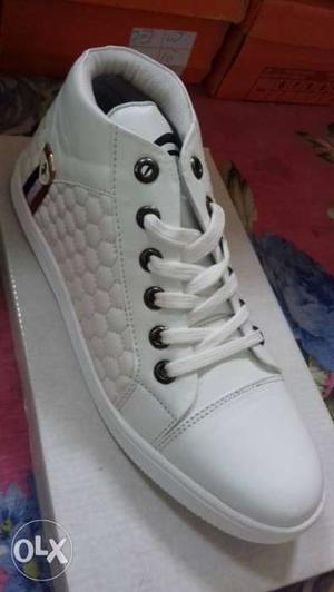 White Leather High-top Sneaker