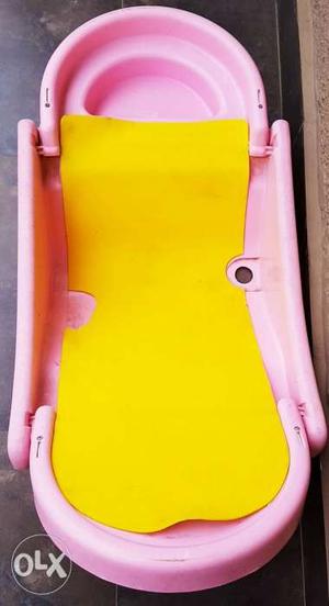 Baby's Yellow And Pink Foldable Bath Tub