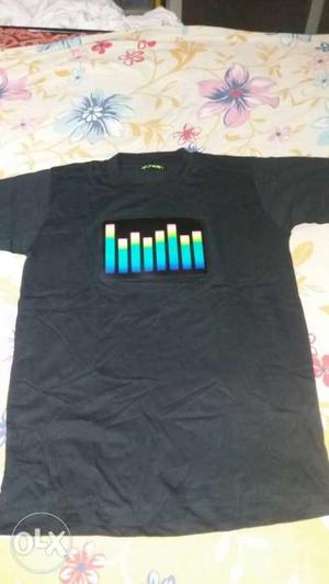 Black And Blue Crew-neck T-shirt