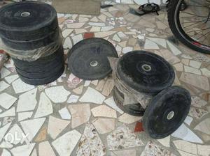 Black And Gray Barbell Plates