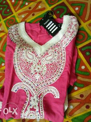 Pair Of Pink-and-white dress