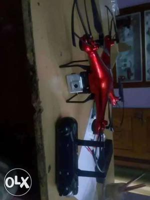 Red coloured drone with HD 2 mp wifi camera