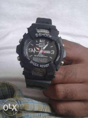 Round Black Casio s-Shock Digital Watch