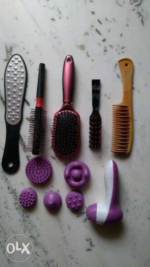 Three Black And Pink Hair Brush