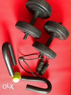 Two Black Dumbbells And Push Bars
