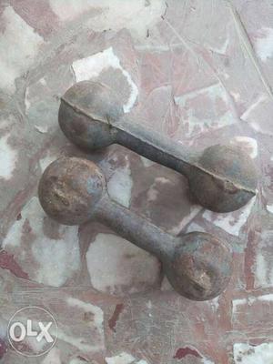 Two Gray Fixed Weight Dumbbells