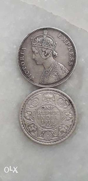 Two Round Silver-1.Victoria Empress & 2.George v king