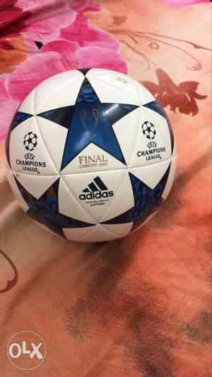 White And Blue Adidas Soccer Ball