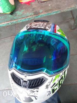 White And Multicolored Full-face Helmet