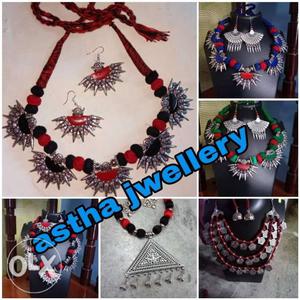 White, Red, And Blue Floral necklace