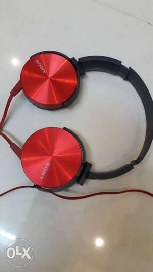 Black And Red Sony Corded Headphones