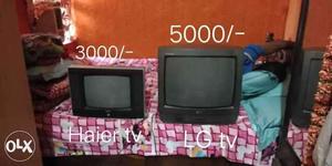 Black CRT TV And Black TV Box