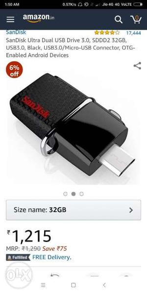 Black SanDisk Ultra Dual 32 GB USB Drive Screenshot