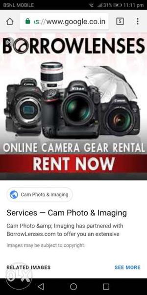 Dslr cam for rent.. Rent is fixed per day