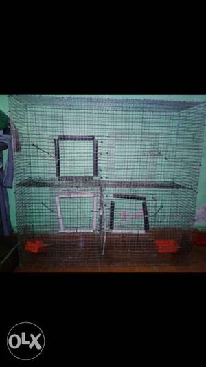 Gray Metal bird cage in good condition