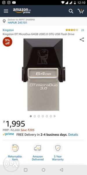 Kingston DT MicroDuo 64GB USB3.0 OTG USB Flash