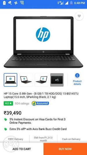 Latest i5 8th generation unused Laptop 1.5 Month Old Only.