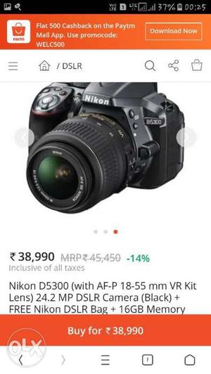 Nikon D DSLR,  lens, back bag,16memory card, bill &