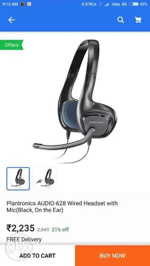 Plantronics Audio 628 wired usb headset