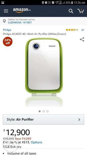 White And Green Philips Air Purifier