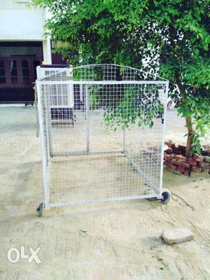 White Rolling Animal Cage