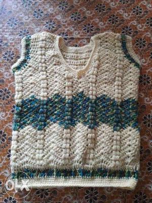 Beige And Green Knitted Shirt