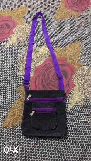 Black And Purple Sling Bag (new)