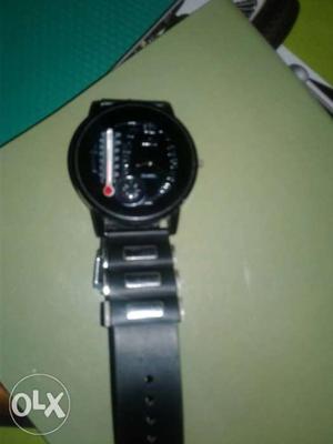 Black Digital Watch With Link Bracelet
