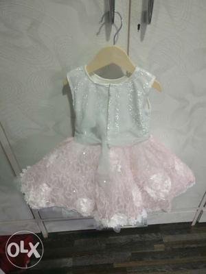 Brand new White and baby pink party dress