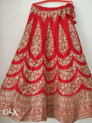 Bridal lehenga with heavy work, Coral Color, Raw