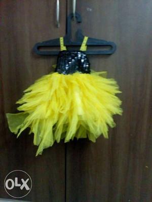 Girl's Black And Yellow Dress