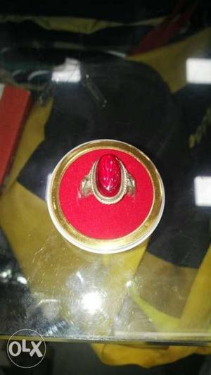 Gold-colored Ring With Red Gemstone