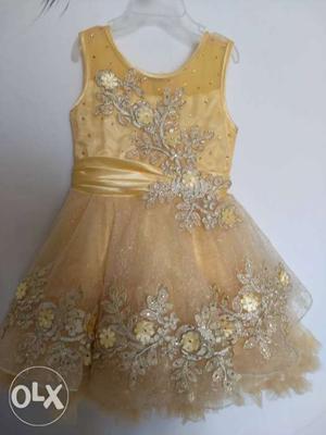 Gold-colored Sleeveless Dress for 2 yr old