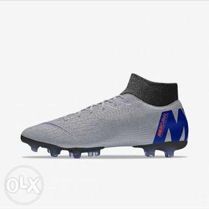 Gray And Blue Nike Mecurial Cleat