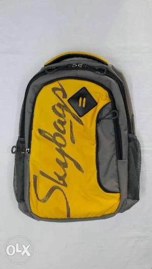 Gray And Yellow Skybags Backpack