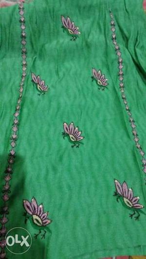 Green And Pink Flower Print Dress