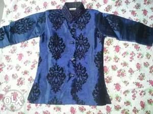 Nevy blue velvet servani dress for children