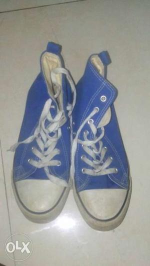 Pair Of Blue Converse All Star High-top Sneakers
