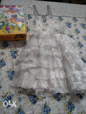 Party wear white color beautiful gown for girls
