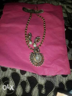 Pink And Black Beaded Necklace
