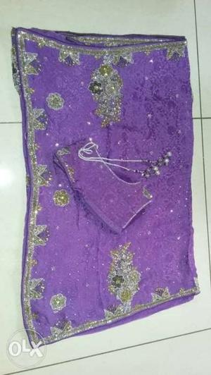Purple Designer Sari with Blouse