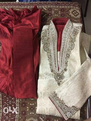 Sherwani with dhoti, fit for 5.3" to 5.5" height