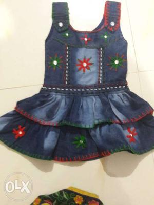 Toddler's Blue And Green Dress...age for 3yrs old girl