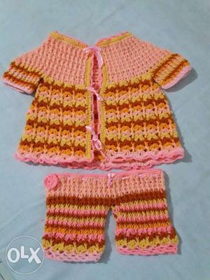 Toddler's Multicolored Knit Shirt And Shorts