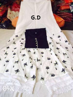 White And Purple GD-printed Pants