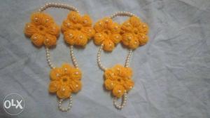 Yellow Floral Knitted Ornaments