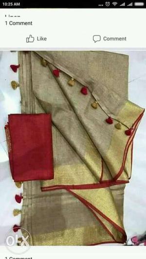 Beige And Red Dupatta Scarf